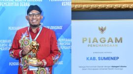 Capaian UHC Sukses, Bupati Sumenep Terima Penghargaan Wapres (colase foto) 