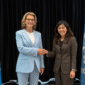 Momen pertemuan Menteri Meutya dengan Sekretaris Jenderal International Telecommunications Union (ITU), Doreen Bogdan-Martin, di Jenewa, Swiss, Rabu, 9/7/2025 (foto: ist) 
