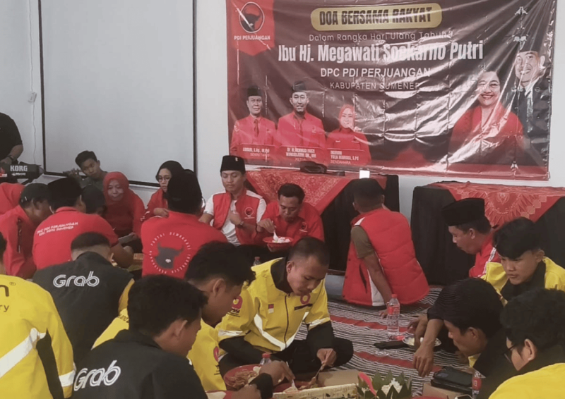 DPC PDIP Sumenep Rayakan Ultah ke-79 Megawati dengan Doa dan Makan Bersama Ojol (Foto: Ist)