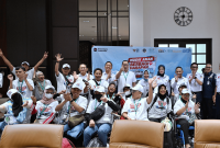Kemenhub RI memberangkatkan 303 peserta mudik graris ramah anak dan disabilitas tahun 2026 (Foto: Ist)