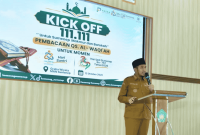 Bupati Fauzi sambutan dalam acara kick off  Hari Santri Nasional Kemenag Sumenep
