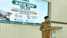 Bupati Fauzi sambutan dalam acara kick off Hari Santri Nasional Kemenag Sumenep